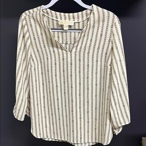 Michael Kors Cream and Gold Striped Blouse!! EUC!!